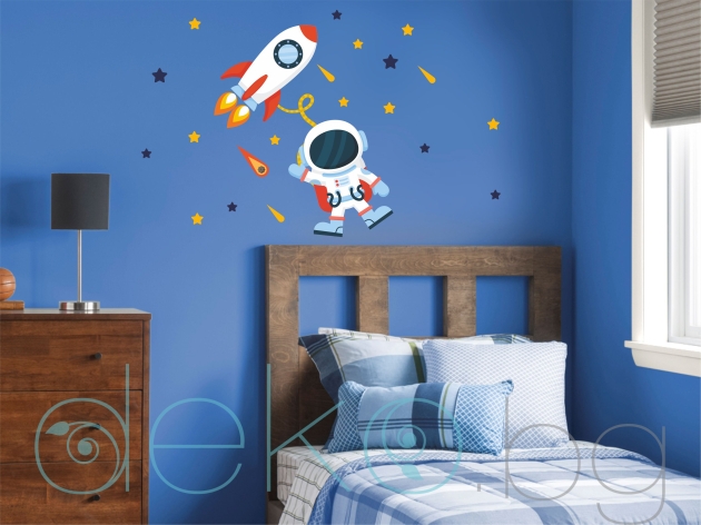 Космонавт с ракета, звезди и комети - комплект