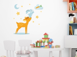 Детски стикер за стена Сърничка и зайче