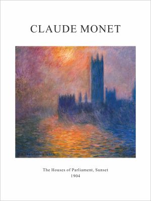 Принт Камарата на парламента, залез, импресия на Клод Моне - репродукция