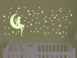 Светещи стикери за стена Лунна фея със звезди
