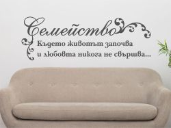 Стикер за стена с надпис за семейството