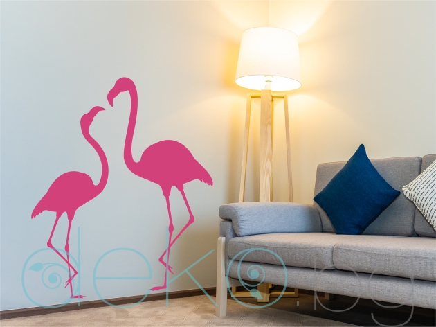 Стикер за стена Двойка фламинго