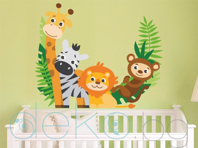 Стикер за детска стая Животни в джунглата