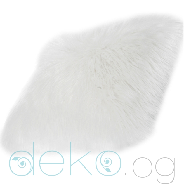 Декоративна възглавница Ovium с дълъг косъм бяла 40х40 см