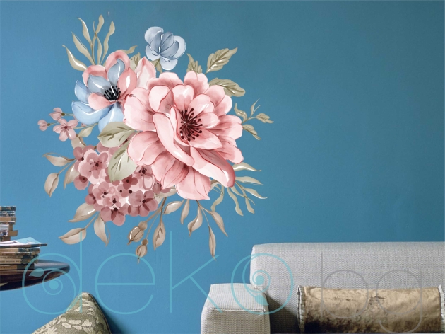 Букет цветя - стикер с ефект на акварелна рисунка