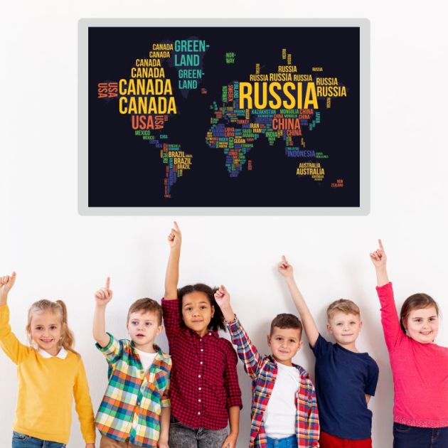 Карта на света - самозалепващ плакат