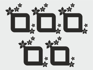Орнамент с цветя за ел. ключ/контакт за стена (комплект 5 бр.)