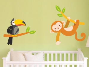 Стикер за декорация Маймунка и птица