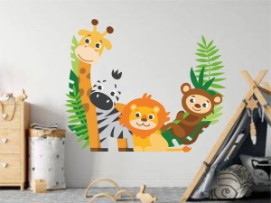 Детски стикер за стена Животни в джунглата