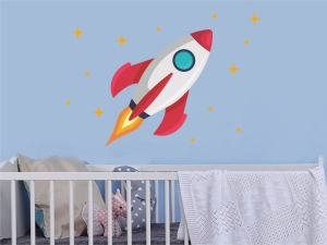 Детски стикер за стена Ракета в космоса
