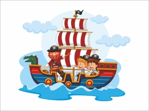 Пиратски кораб с пирати