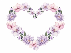 Сърце от ефирни цветя - стикер с ефект на акварелна рисунка