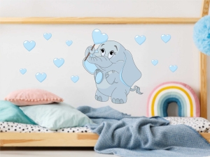Слонче със сърца в синьо