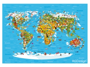 Детски фототапет Disney Карта на света - 360х254см