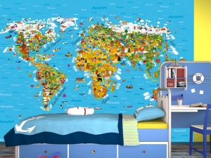 Детски фототапет Disney Карта на света - 360х254см