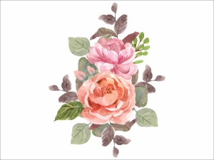 Букет рози - стикер с ефект на акварелна рисунка