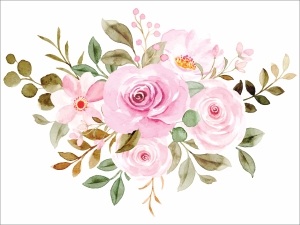 Нежен букет бледо розови рози - стикер с ефект на акварелна рисунка
