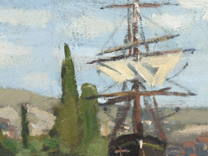 Кораби, пътуващи по Сена в Руан, импресия на Клод Моне - репродукция
