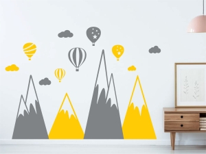 Планини с балони и облаци - комплект