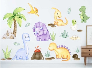 Динозаври - стикер за стена с ефект на акварелна рисунка