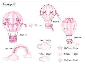 Балони в розово - стикер за стена с ефект на акварелна рисунка