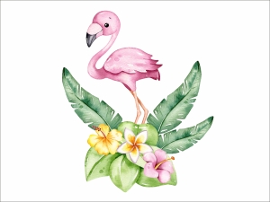 Фламинго - стикер за стена с ефект на акварелна рисунка
