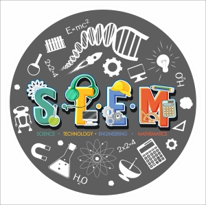 STEM - кръгъл дизайнерски стикер за стена в сиво