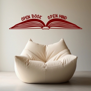 Open Book Open Mind - Мотивационен стикер за стена