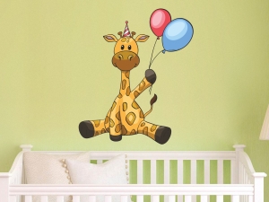 Стикер за декорация - Жирафче с балони