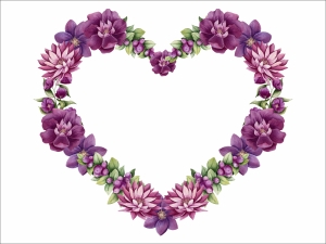 Сърце от цветя - стикер с ефект на акварелна рисунка - 50х50 см
