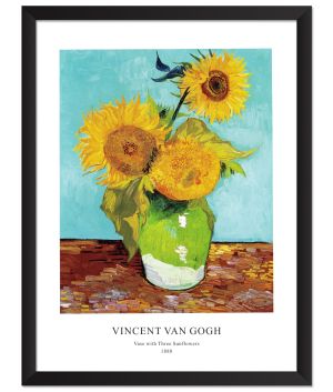 Принт Ваза с три слънчогледа, Винсент ван Гог - репродукция