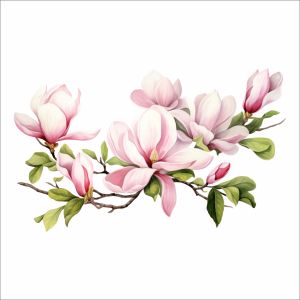 Розова магнолия - стикер с ефект на акварелна рисунка