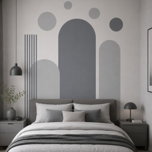Комплект стикери за стена „Арки, линии и точки“ - Grey Minimal Collection